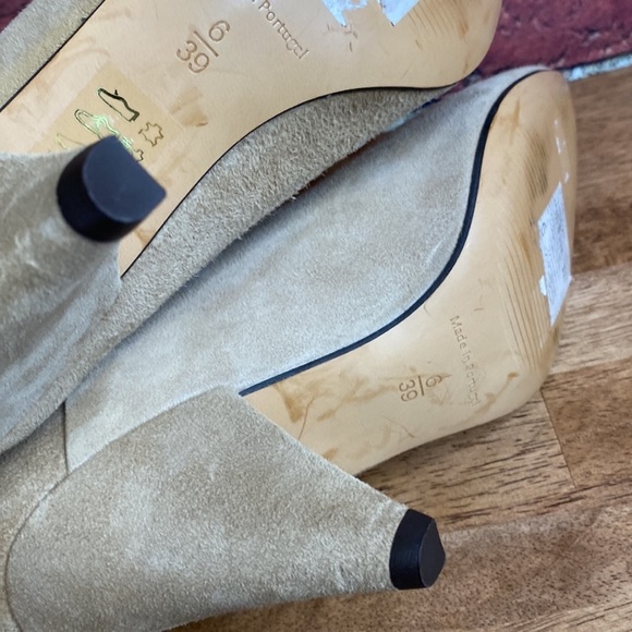 Top Shop Neutral Heeled Pointy Toe Suede Slip On Boot US 8.5 - Picture 14 of 16